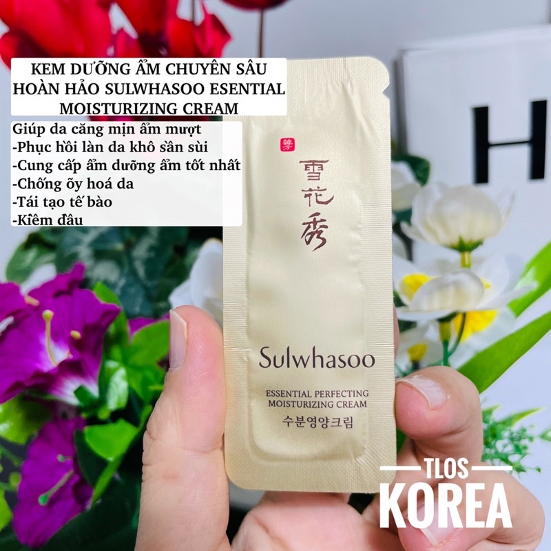 Date 2024 Gói kem Sulwhasoo dưỡng ẩm chuyên sâu, chống lão hóa  Sulwhasoo Essential Perfecting Moisturizing Cream1ml