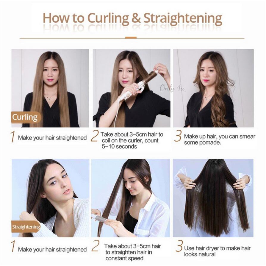 Máy Duỗi Tóc - Máy Uốn Tóc Đa Năng 2in1 Kèm Vỏ Bảo Vệ Cao Cấp