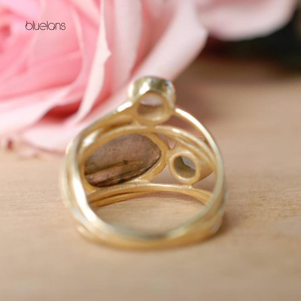 Nhẫn Đính Đá Mặt Trăng Nhân Tạo Thời Trang Cho Nữ