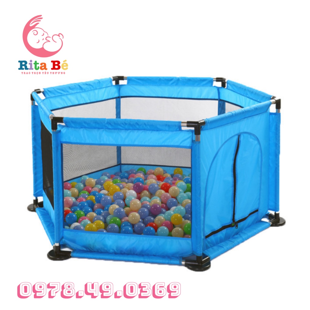 Nhà bóng quây bóng lục giác cho bé, khung thép chắc chắn tặng kèm 15 bóng