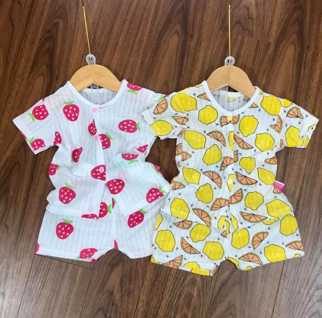 Bộ cotton giấy khuy giữa cho bé từ 0-14M