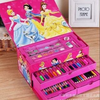 HỘP MÀU 3 TẦNG 54 CHI TIẾT  ( 2 màu hồng và xanh)