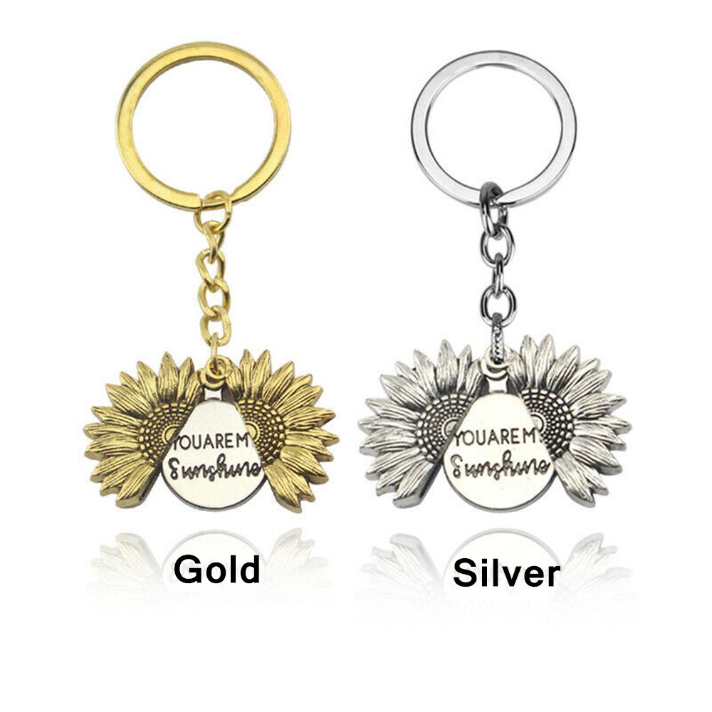 Móc khóa mặt hình hoa hướng dương cổ điển thời trang tùy chọn màu sắc cho nữ