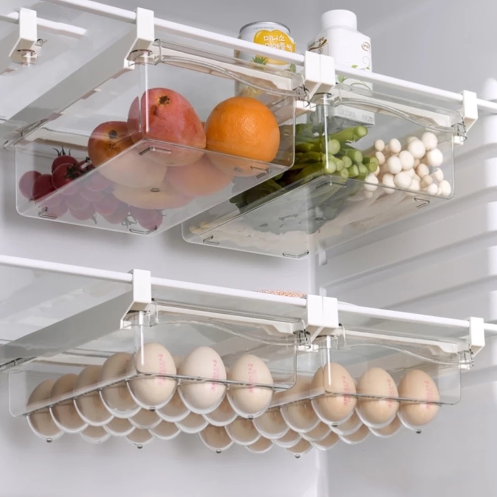 Hộp Đựng Trứng/ Rau Củ Bằng Nhựa Trong Suốt Sức Chứa Lớn Treo Tủ Lạnh Cho Nhà Bếp
