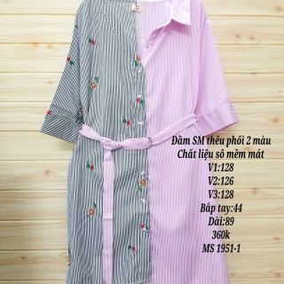 Đầm sơ mi phối màu big size