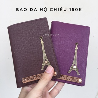 Combo 1 Cặp Bao Da Hộ Chiếu Khắc Tên Gắn Charm