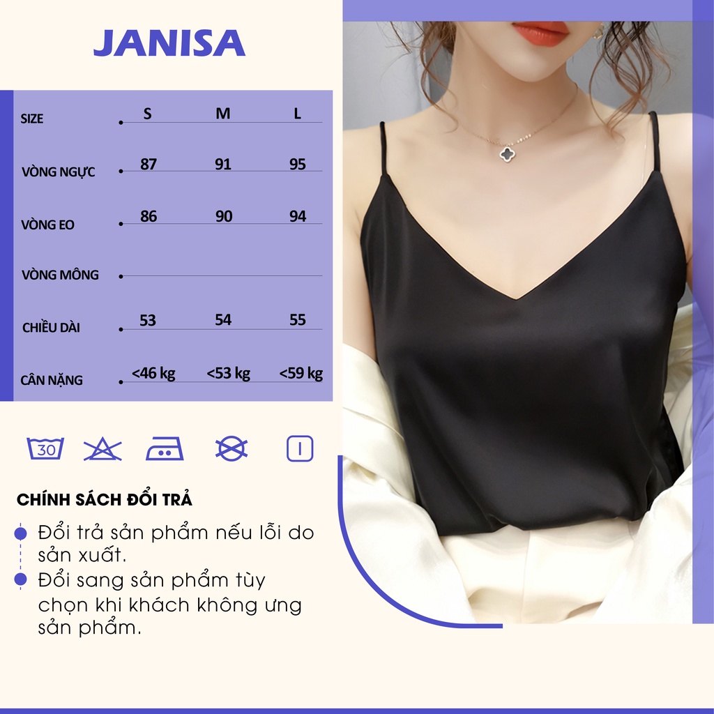 Áo hai dây nữ lụa satin kiểu cổ tim V hàn quốc đẹp dễ thương bigsize JANISA  AK02 | BigBuy360 - bigbuy360.vn