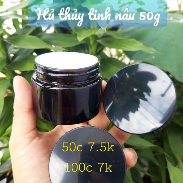 Hủ Đựng Kem ❤ SIÊU RẺ ❤ Hũ đựng kem thủy tinh nâu 30g,50g chiết mỹ phẩm , phụ kiện du lịch