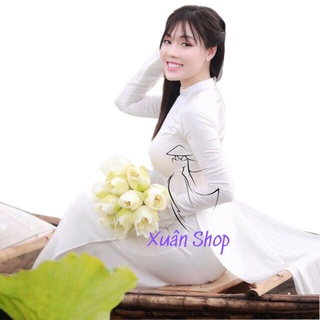 {Hàng Loại 1} Áo dài trắng học sinh cổ vuông 02 tà LỤA MỸ cao cấp truyền thống may sẵn