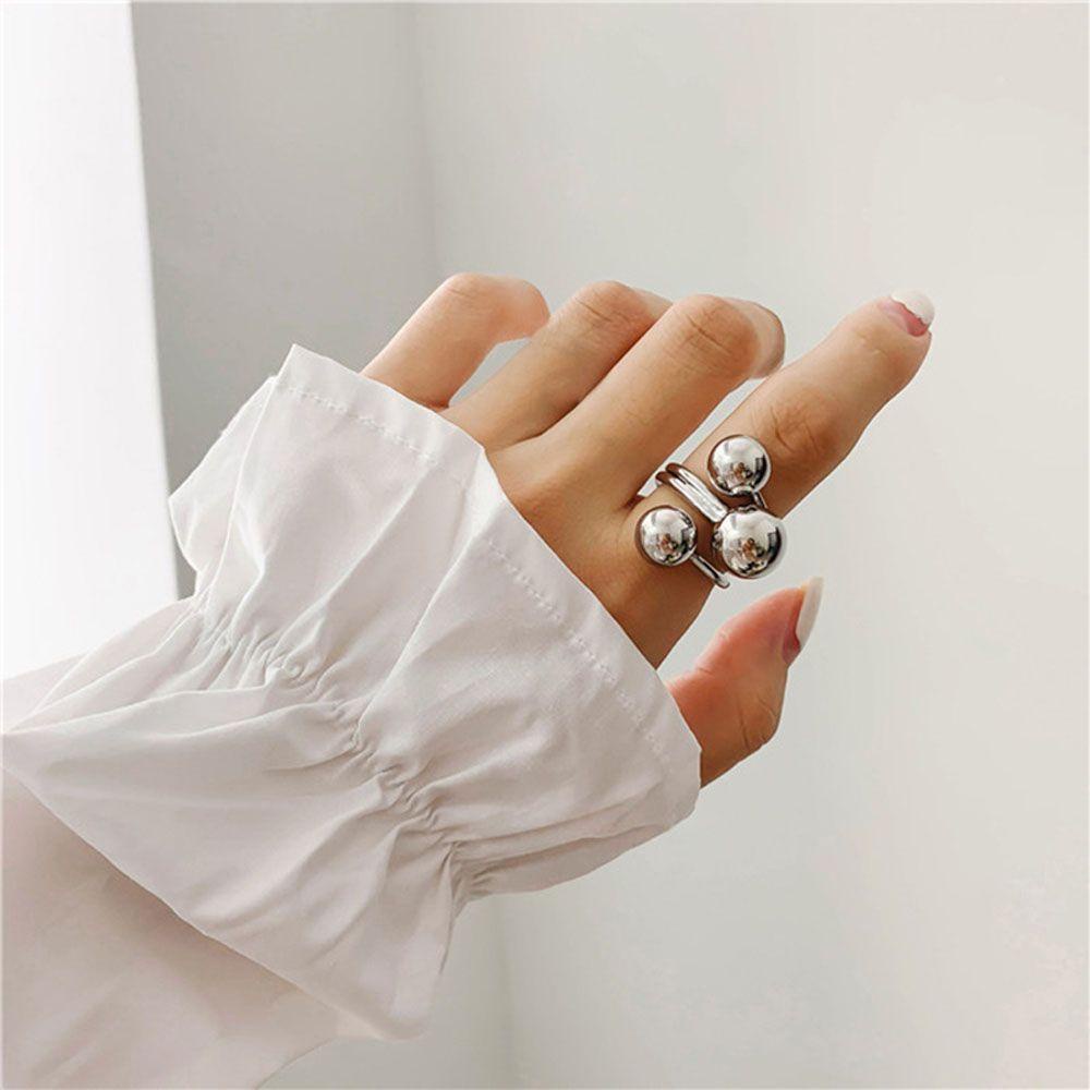 Nhẫn Cưới Ba Quả Bóng Kim Loại Cỡ Lớn Tùy Chỉnh Cá Tính