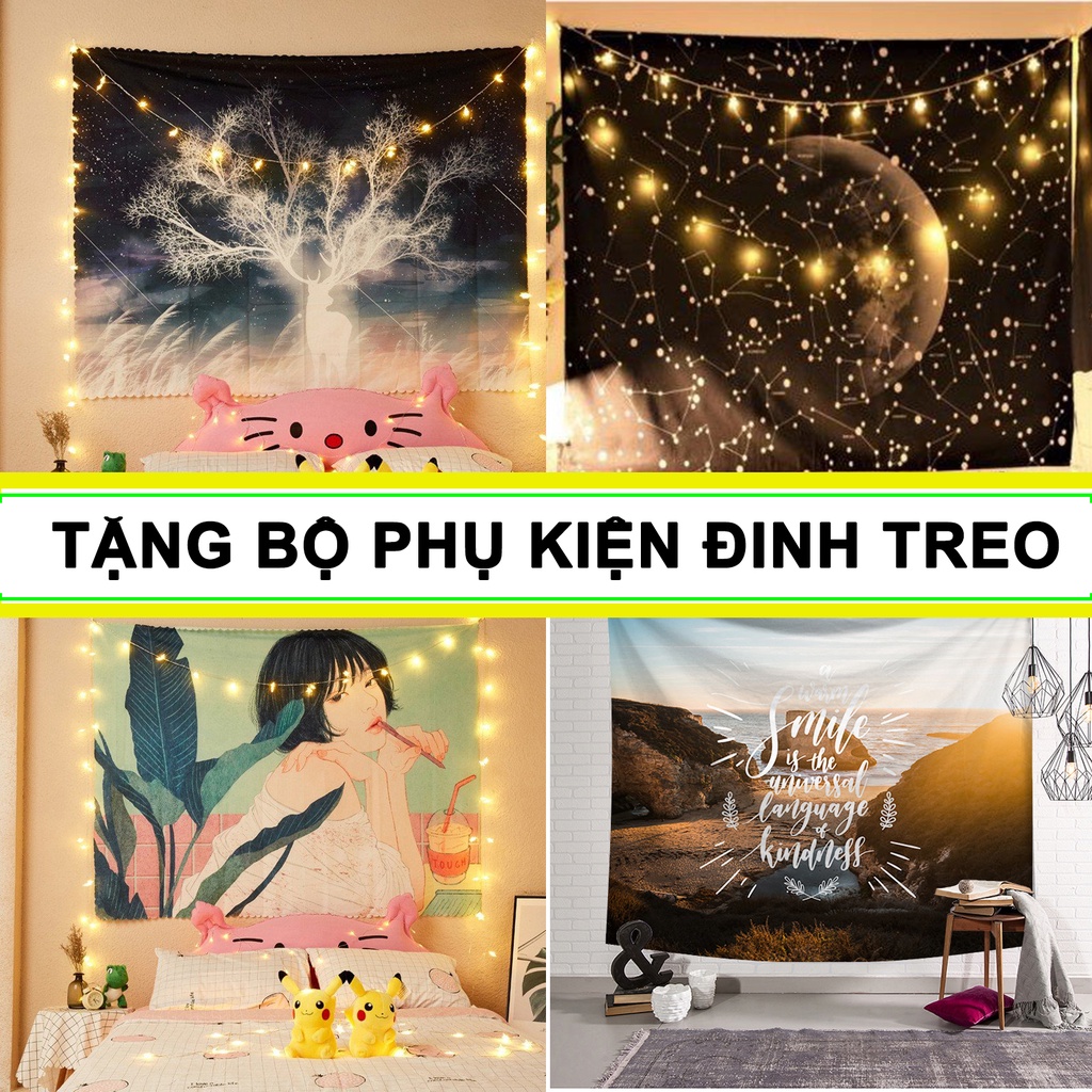 Thảm vải treo tường TẶNG ĐINH TREO 1M5X1M3 tranh vải treo tường