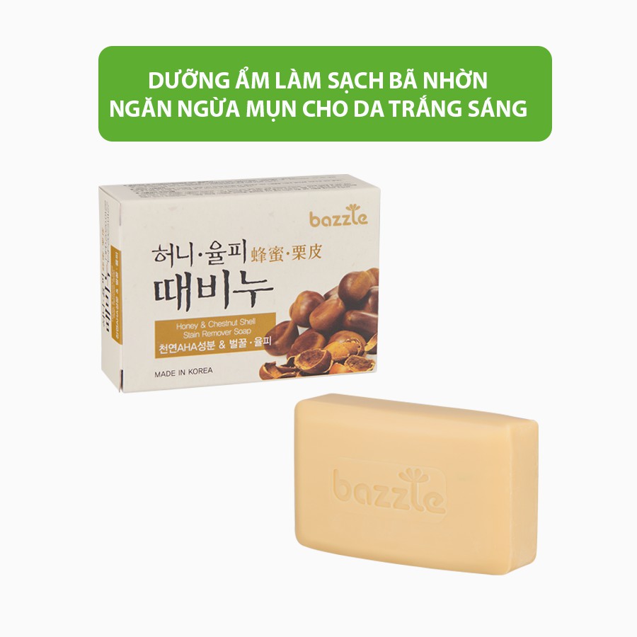 Xà phòng thực vật MẬT ONG HẠT DẺ Bazzle Hàn Quốc xà bông thảo dược làm sạch bã nhờn dưỡng ẩm cho da sáng mịn màng