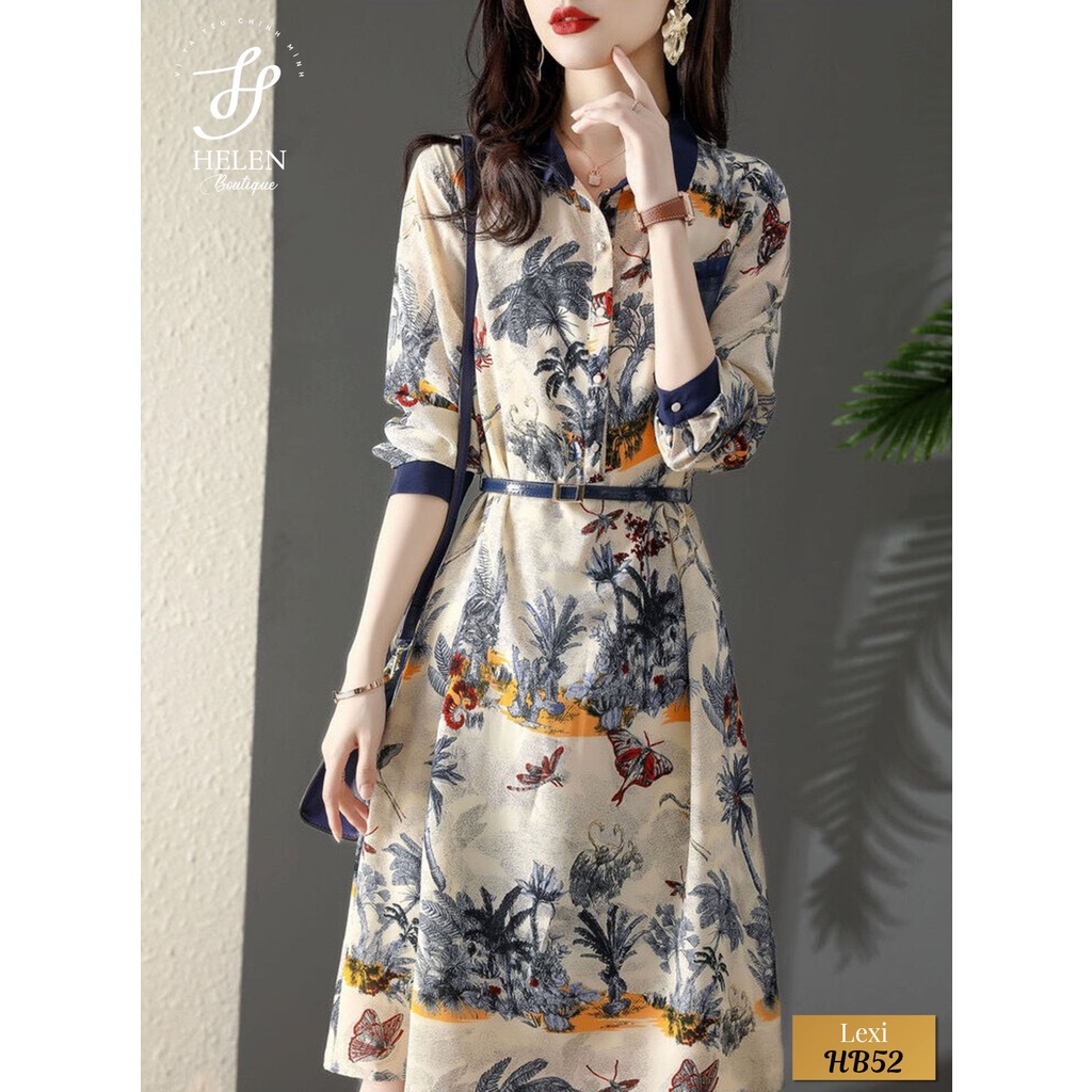 Đầm dáng dài họa tiết tranh thủy mặc tinh tế sang chảnh - Lexi Dress - Helen Boutique