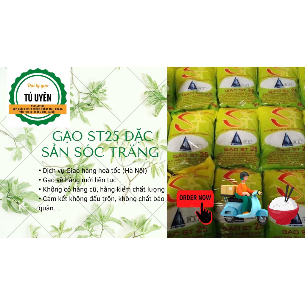 Gạo ST25 đặc sản Sóc Trăng thơm ngon dẻo bao 10kg, bao 5kg