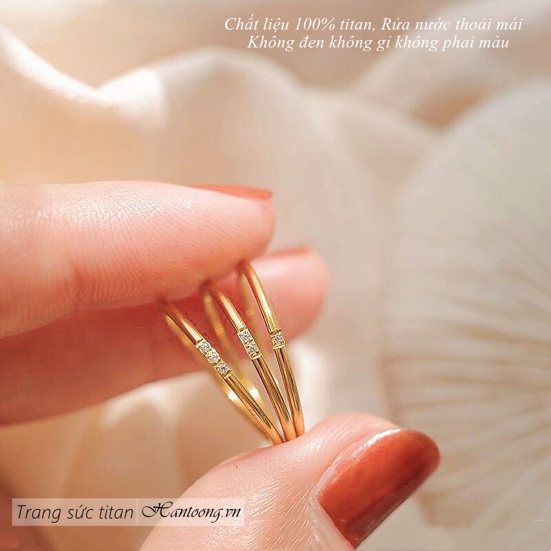 Nhẫn titan nữ không gỉ mạ vàng 18k thiết kế đơn giản phong cách ins hàn quốc mới nhất 2023