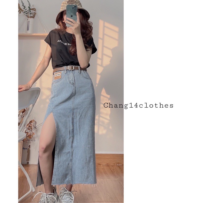 Chân Váy Bò Xẻ Tà - Chân Váy Denim Cạp Cao Hack Dáng Quảng Châu Siêu Đẹp (Ảnh Thật Ở Cuối) 2 màu xanh đen | BigBuy360 - bigbuy360.vn