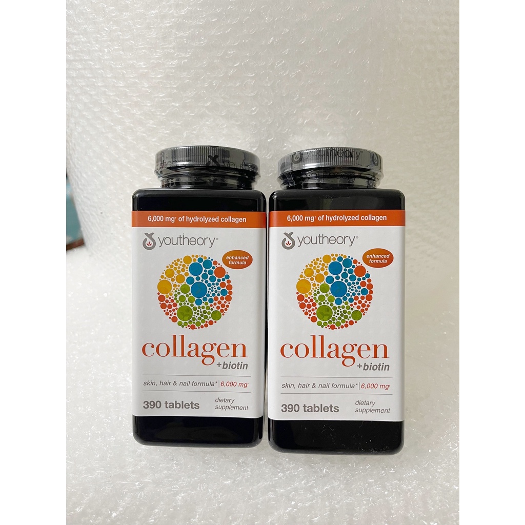 Viên uống Collagen Youtheory+ Biotin mỹ 390 viên