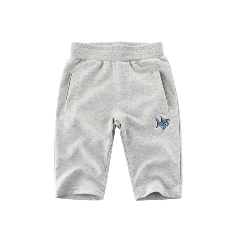 Quần bé trai 27Kids, quần short thun họa tiết thêu cá mập chất 100% cotton Hàng Xuất Âu Mỹ