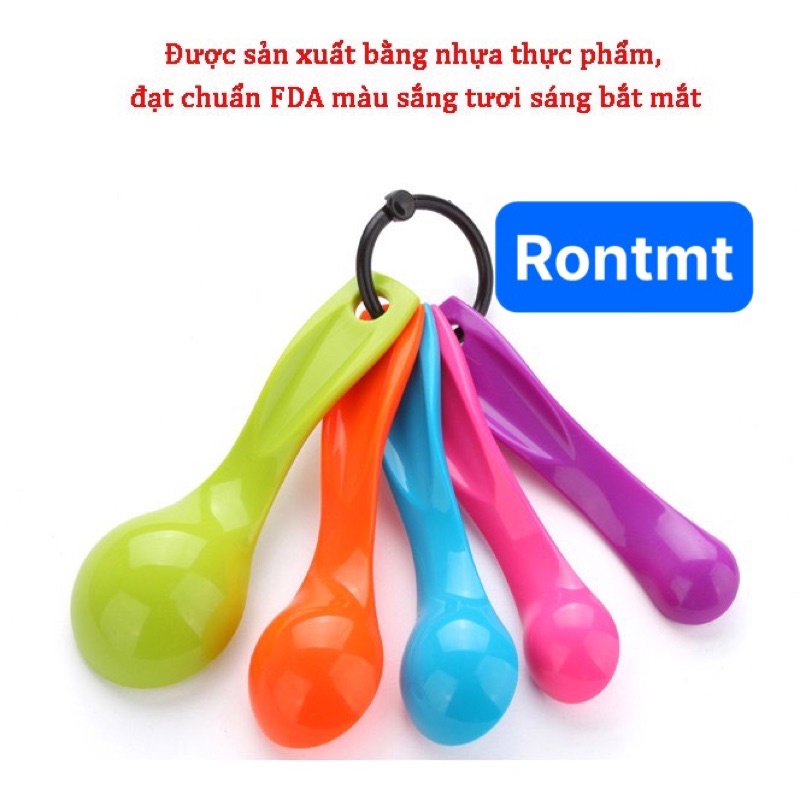 Bộ thìa đong, muỗng đong nhà bếp 5 món, thìa đo lường, định lượng bột, sữa, gia vị bằng nhựa PP