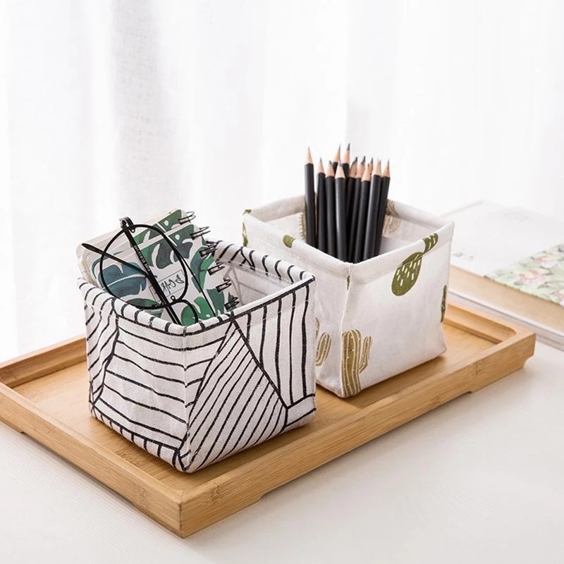 1 Hộp Đựng Đồ Trang Điểm Bằng Cotton Lanh Chống Mòn Họa Tiết Hoạt Hình Dễ Thương