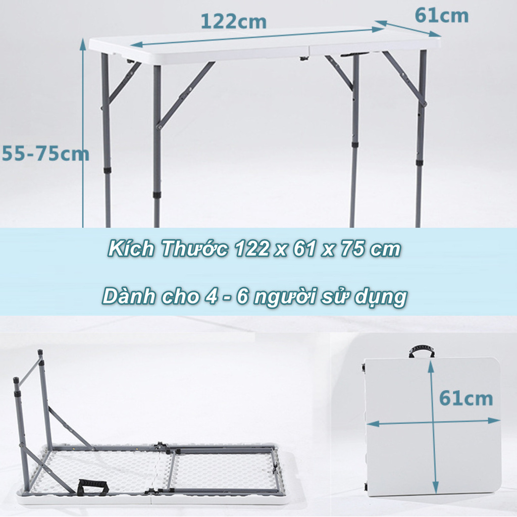 Bàn Ăn Xếp Gọn dài 122cm cao cấp