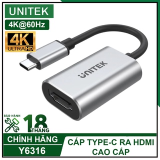 Cáp typec ra hdmi hỗ trợ 4k60z cao cấp, unitek y6316 chính hãng