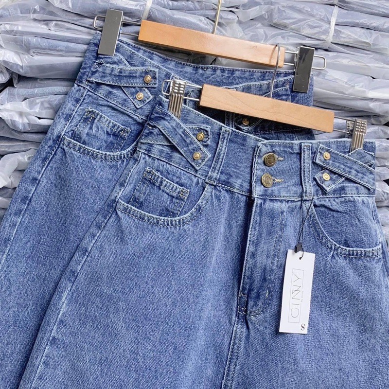 Quần Baggy Jean Nữ Hack Dáng KHA-026| Quần Jean Cạp Cao | Vải Jean Wash Xịn