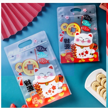 Túi zip đựng bánh mẫu mèo thần tài( 50 chiếc)