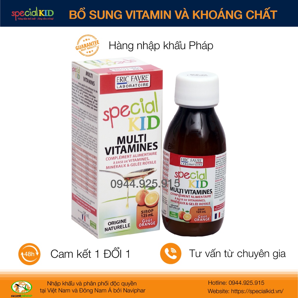 Siro Bổ sung vitamin và khoáng chất, tăng cường sức đề kháng cho trẻ Special Kid Multivitamines - Nhập khẩu Pháp (125ml)