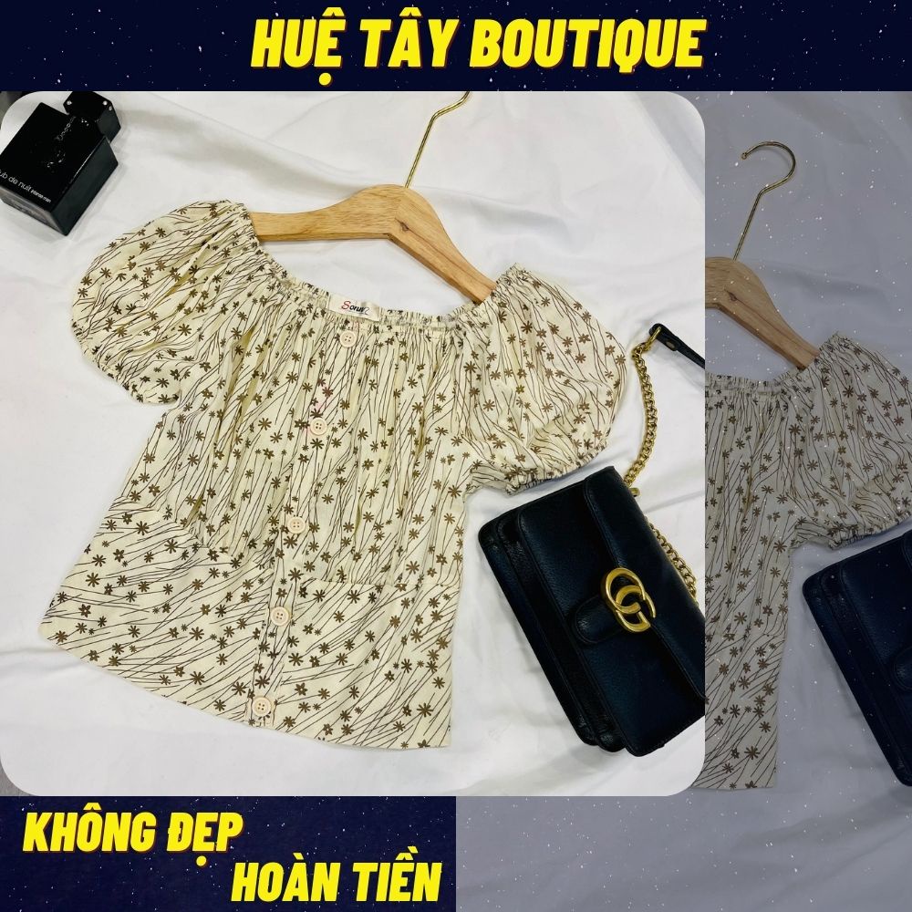 Áo kiểu nữ, áo nữ hoa nhí màu nude size S SKUA-68