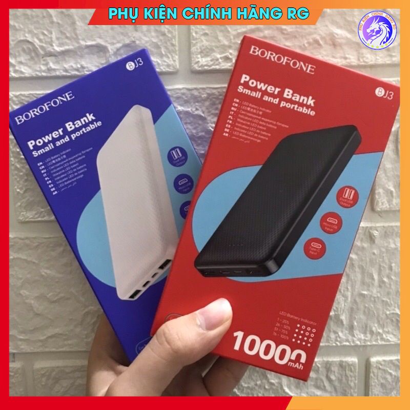 Sạc pin dự phòng giá rẻ Borofone BJ3 chính hãng dung lượng 10000 mah sạc dự phòng iphone sạc nhanh 2A bảo hành 1 năm