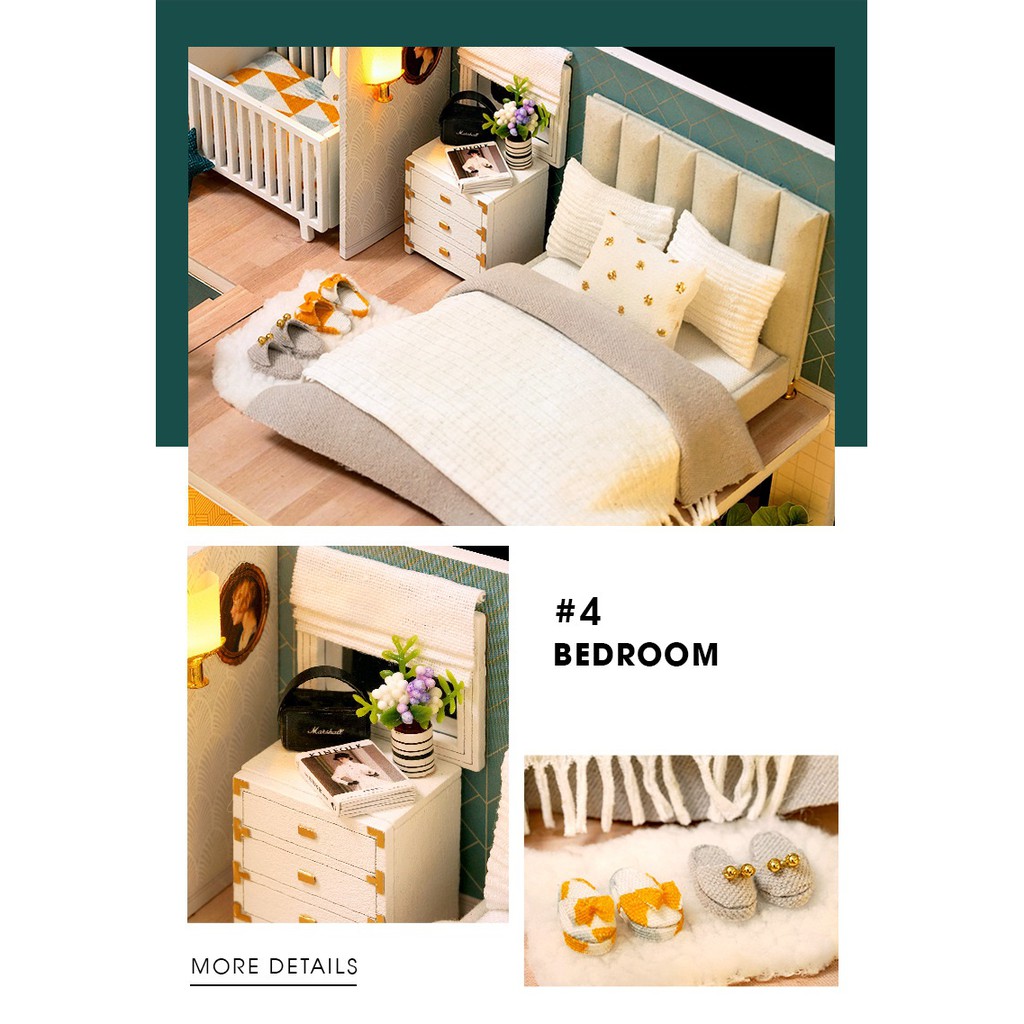 Mô hình nhà búp bê DIY Doll House Miniature_ COMFORTABLE LIFE _Tặng TẤM CHE BỤI + KEO