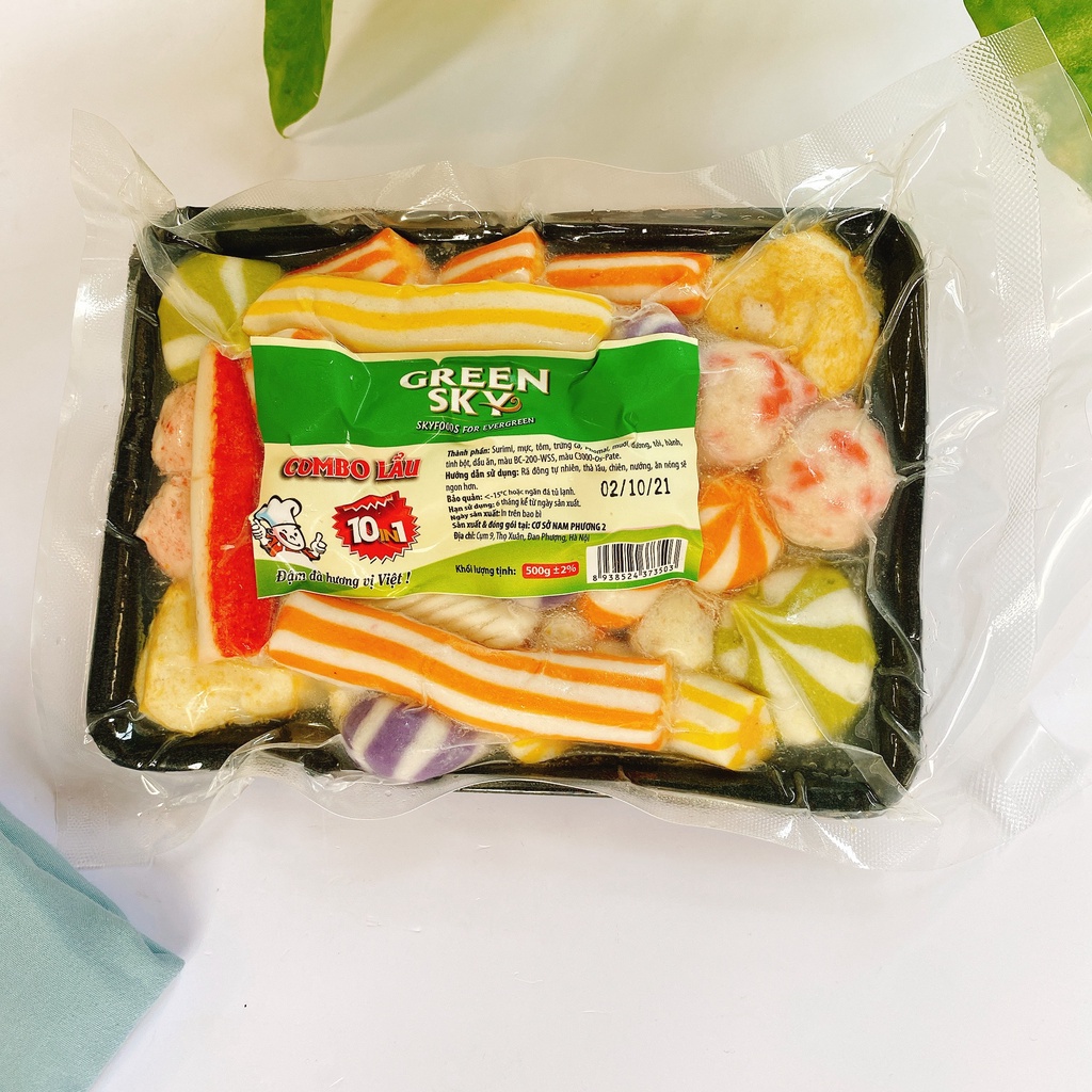 SET THẢ LẨU TOKBOKKI SKYGREEN 500G FULL VIÊN LẨU NGON BỔ RẺ khay 500g