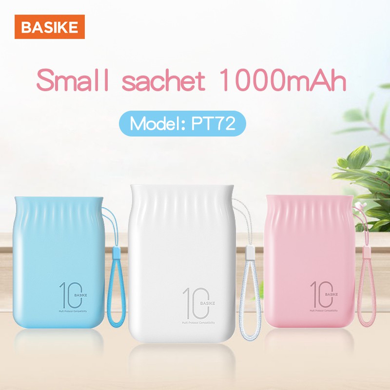 Sạc Dự Phòng Mini BASIKE BSK-PT72 10000mAh Kèm Dây Sạc Chất Lượng Cao