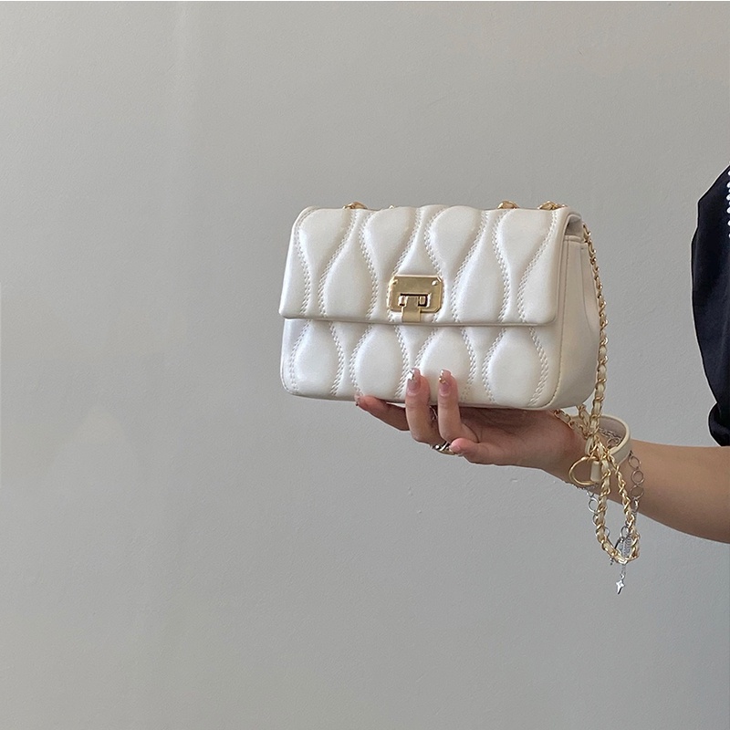 Túi xách/ đeo một bên vai IELGY phối dây xích họa tiết hình thoi đơn giản và đa năng cao cấp cho nữ