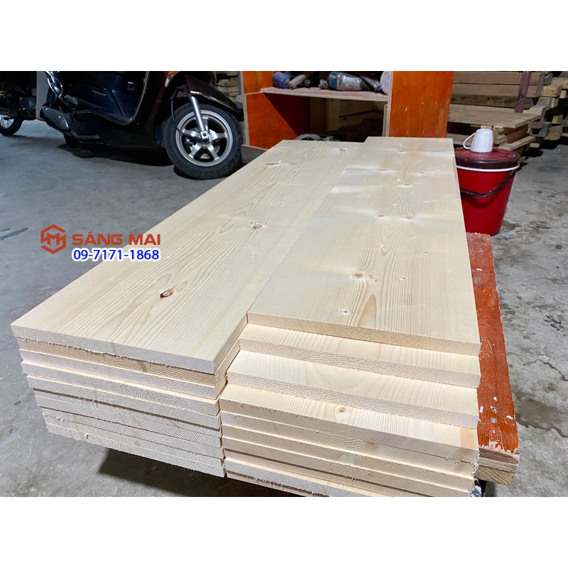 [MS61] Tấm gỗ thông mặt rộng 25cm x dày 2cm x dài 120cm + láng nhẵn mịn 4 mặt