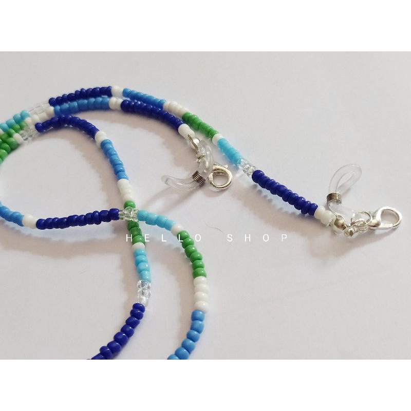 DÂY ĐEP GIỮ KHẨU TRANG KÍNH HẠT CƯỜM GAM XANH XỊN
