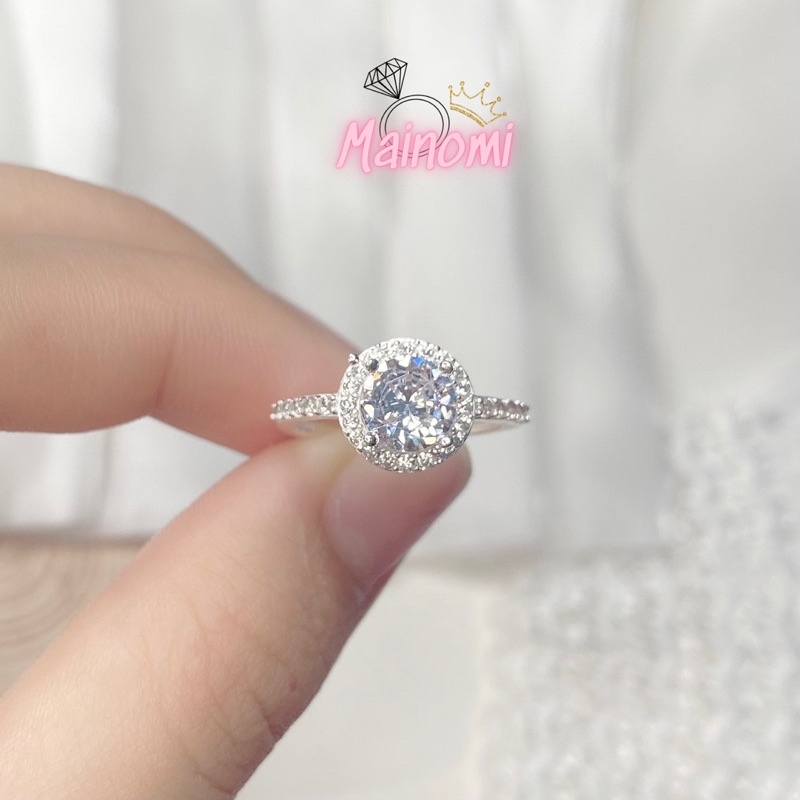 Set bộ trang sức đá tròn nữ chuẩn bạc đẹp sang xịn Mainomi Shop Bạc Xinh