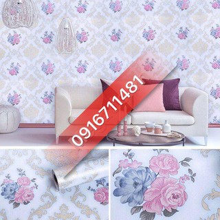 [XẢ] 10m Giấy dán tường sẵn keo khổ 45cm- Mẫu hoa văn sữa (Hàng loại 1)