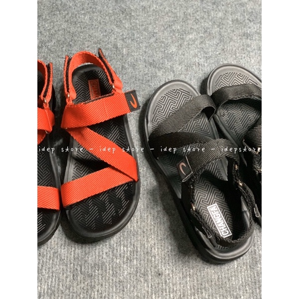 Giày sandal unisex quai Đỏ chữ Z GL034 - Xăng đan dây dù nam nữ đế đúc PU siêu bền SH9 IDEP