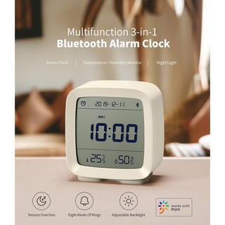 ĐỒNG HỒ BÁO THỨC kiêm NHIỆT ẨM KẾ XIAOMI QINGPING  - Bluetooth 5.0 - Màn LCD - Màu trắng sữa