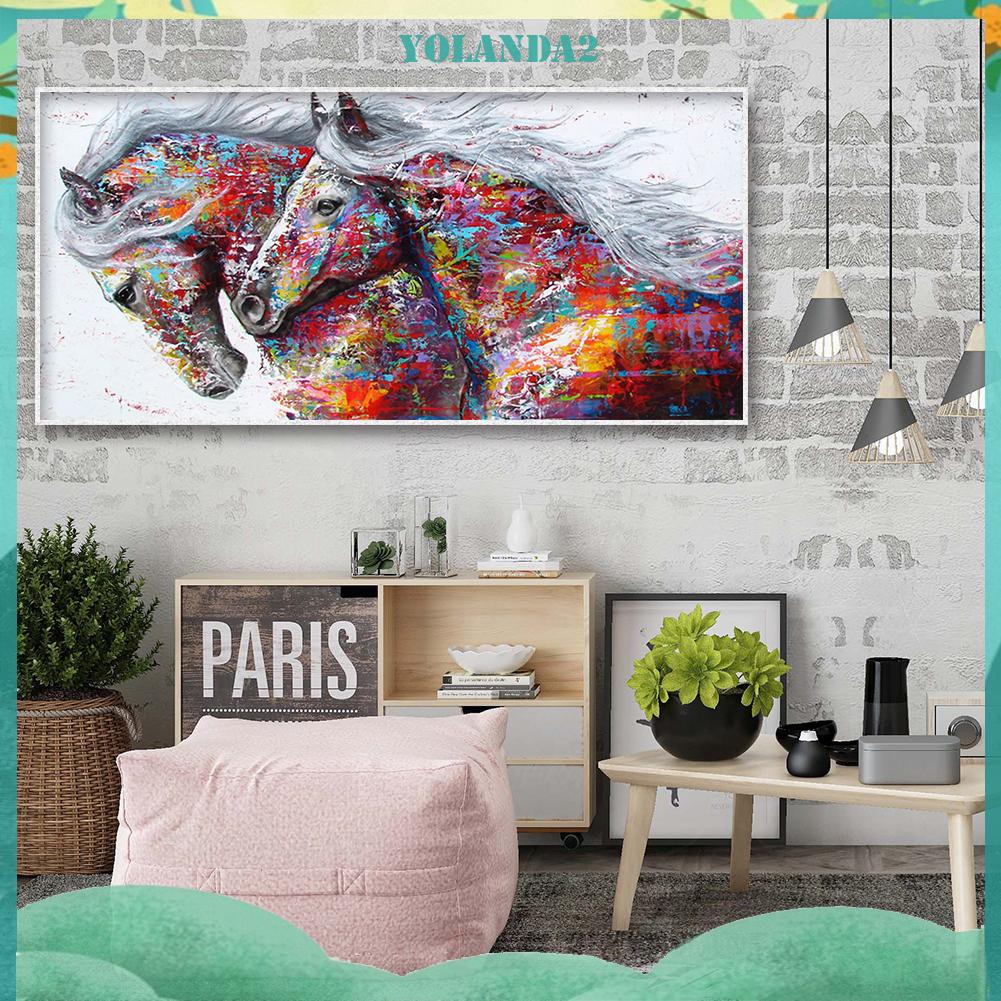 Diamond Painting Colorful Skin Horses Full Round Drill Wall Picture 80x40cm