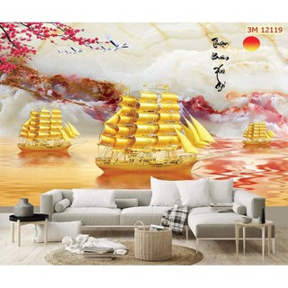 Tranh Lụa dán tường 3d Thuận buồm xuôi gió KT 120x80cm