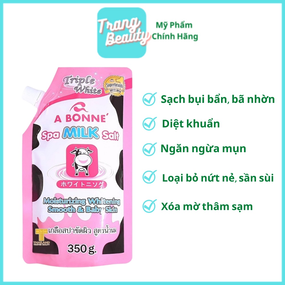 Muối Tăm Sữa Bò A Bonne - Tẩy Tế Bào Chết Body Và Da Mặt Thái Lan Hương Sữa Tươi 350g