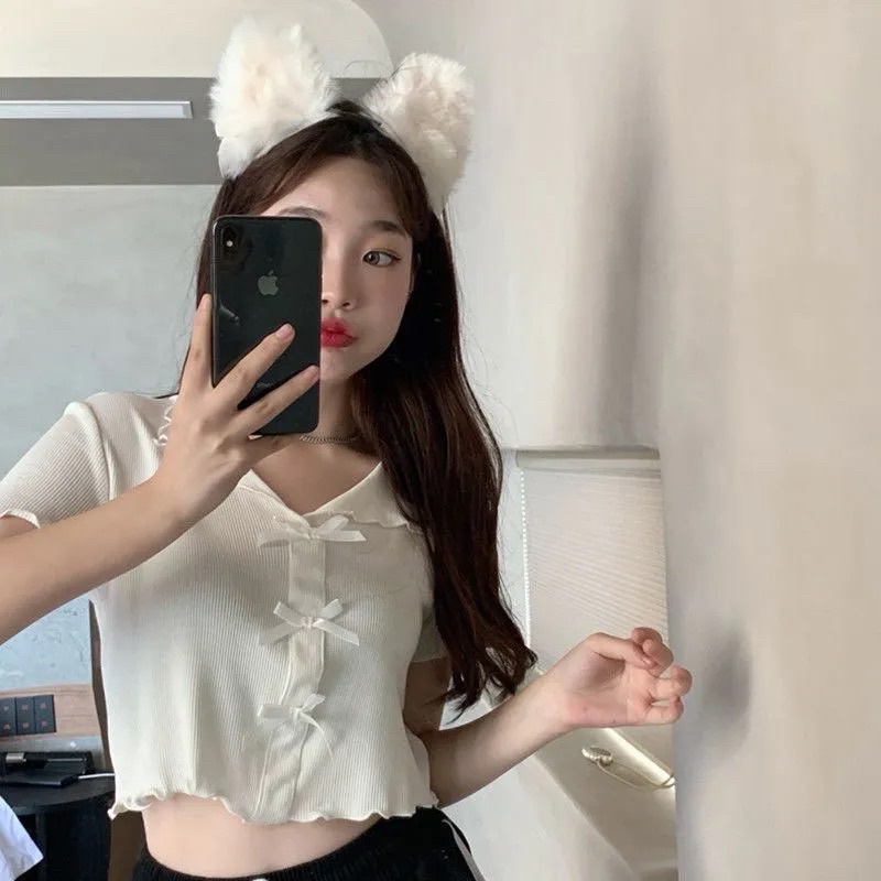 Áo Dệt Kim Nữ Màu Đen Tím Trắng Xanh Có Nơ Cổ Sơ Mi Ngắn Tay Co Dãn Chất Mongtoghi Loại 1 Style Hàn Quốc