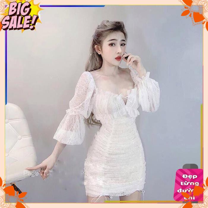 [HÀNG CAO CẤP] Đầm body ren 2 lớp tay phồng sang chảnh | BigBuy360 - bigbuy360.vn