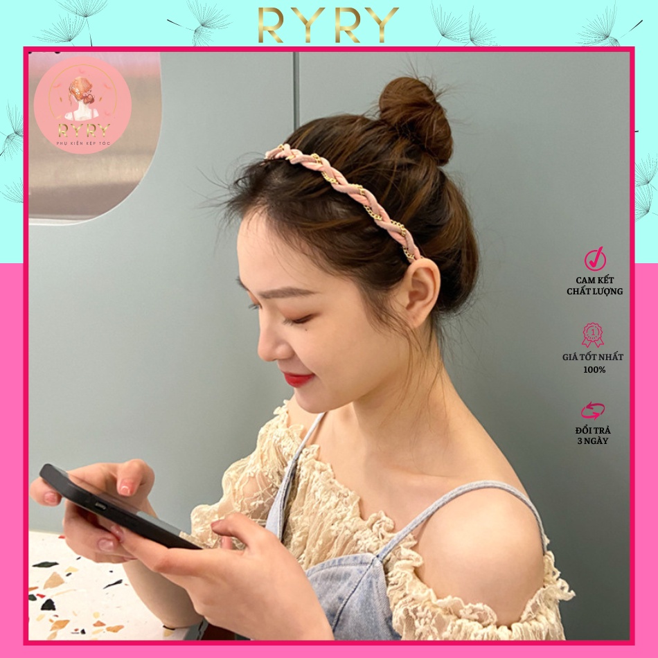 Cài Tóc Đan Xoắn Vải Da Xinh Xắn Phong Cách Hàn Quốc Cho Nữ