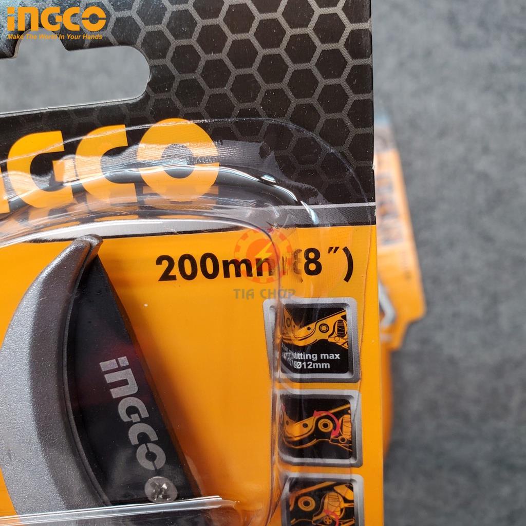 Kéo cắt tỉa cây INGCO HPS0109 8" kéo cắt cành, tỉa cây cảnh, cây ăn trái, tỉa lá chuyên dụng, làm vườn có trợ lực lò xo