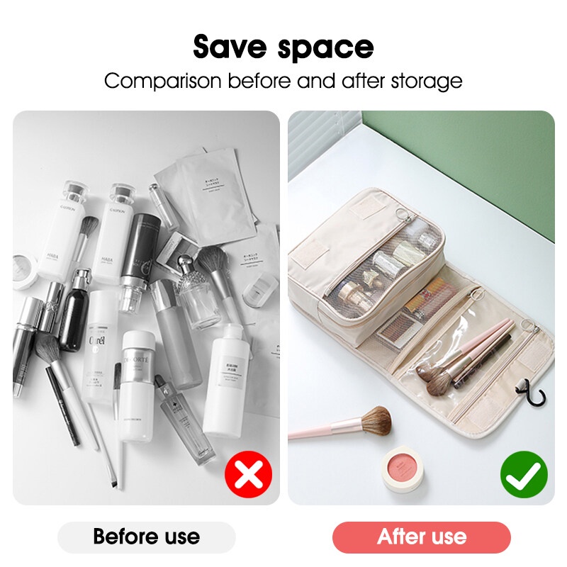 [Hàng mới về] Túi đựng mỹ phẩm trong suốt chống thấm nước sức chứa lớn đa năng