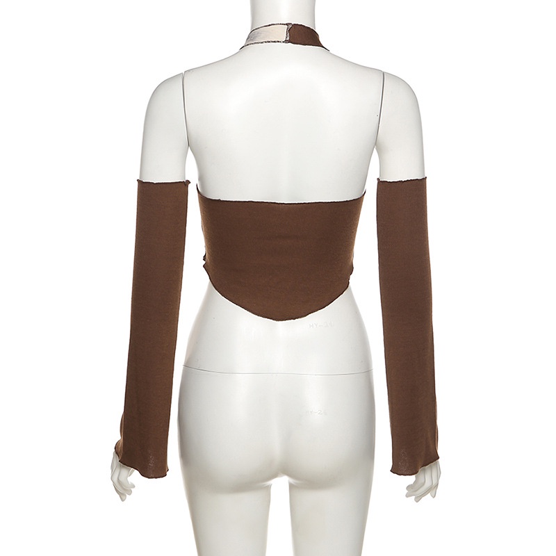 DUNEA Áo sát nách cổ chữ v màu tương phản thời trang quyến rũ cho nữ